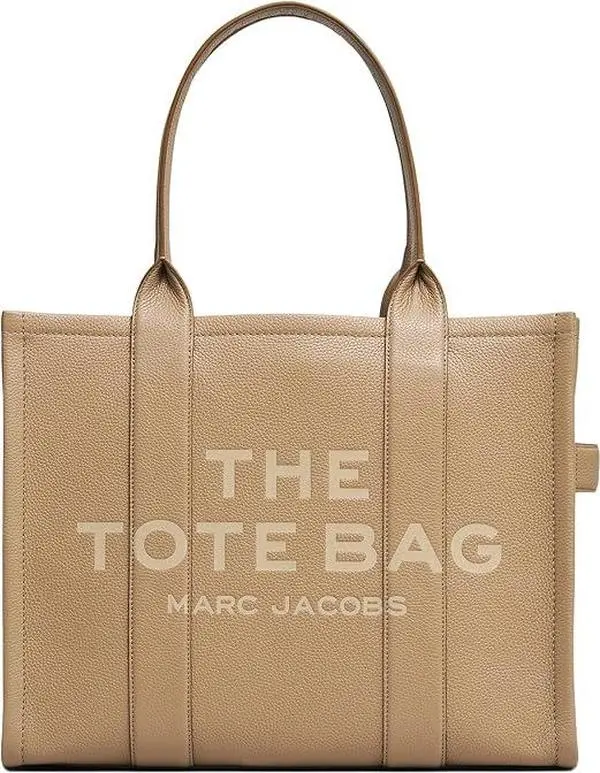 Women's Full Grain Leather High-Capacity Large Tote Bag - Marc Jacobs, Debossed Logo, Multiple Pockets, Top Handle, Casual, No Zip, Camel H020L01FA21-230