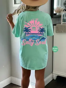 Comfort Colors Salty Soul Summer Shirt | Summer Vacation Tee Tshirt | Retro Graphic Summer Shirt | Vintage Beach Shirt