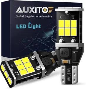 AUXITO 912 921 LED Bulb for Backup Light Reverse Lights High Power 2835 15-SMD Chipsets Error Free T15 906 922 W16W Bulbs, 6000K White, Exterior Light Bulbs (Upgraded, Pack of 2)