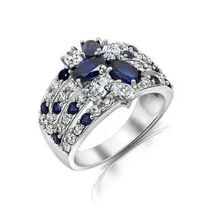 Radiance by Absolute™ 4.28ctw Mixed-Cut Lab-Grown Sapphire and CZ Ring
