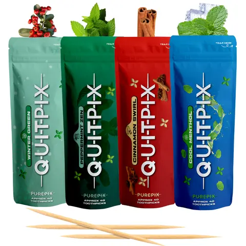 QuitPix to Help Quit Smoking Extra Thick Boosting Flavored Toothpicks - Oral Fixation - Nicotine Free - Variety Pack 60 Count (Packaging may Vary)