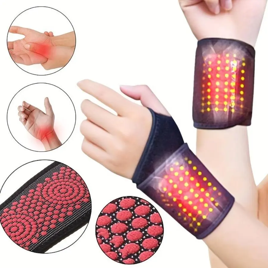 Therapeutic Self-Heating Magnetic Wrist Supporter Wrap for Adults - Therapy, Pain Relief, Soothing Relaxation - Washable Cloth, Machine-Washable, One Size Fashion Accessory Wristband