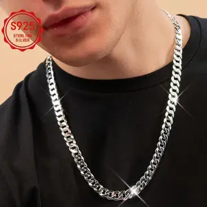 Italian S925 Silvery 10Mm Cuban Chain Necklace, Hip Hop Style Men'S And Women'S Fashion And Durable Design - Perfect Gift, All Occasions, Weddings, Valentine'S Day, Halloween, Christmas, Anniversaries