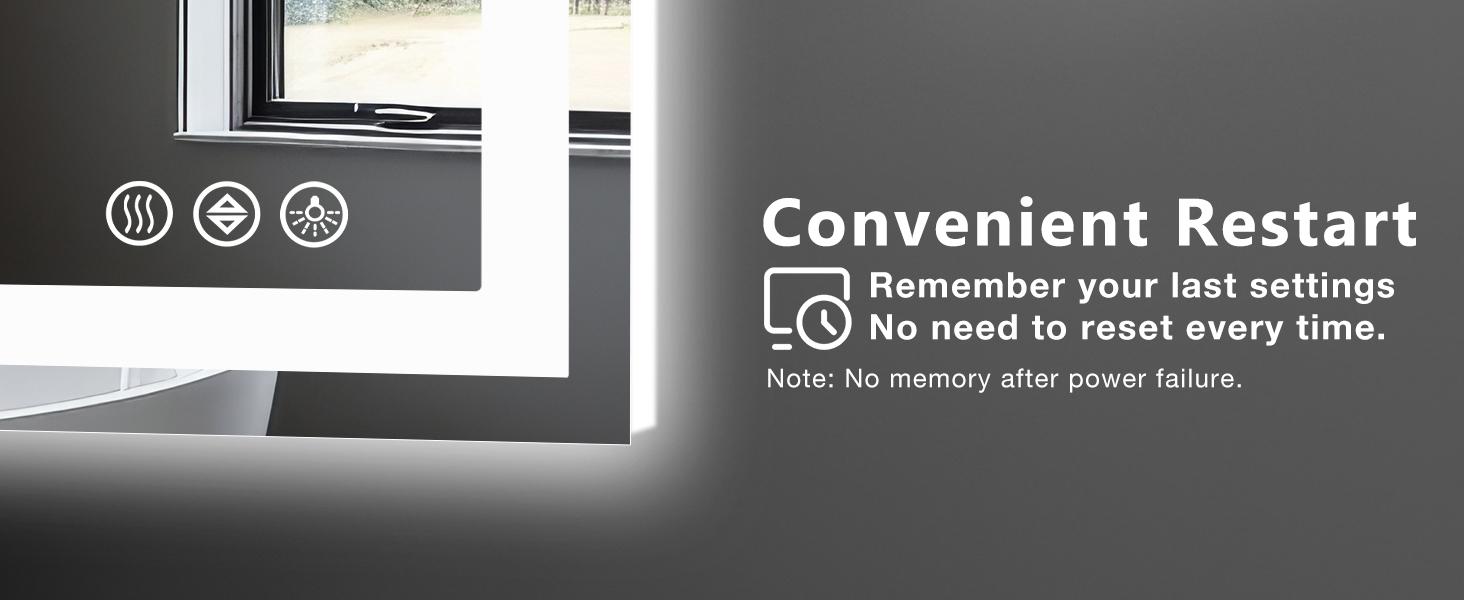 Sweet Furniture Bathroom Vanity Mirror - Anti-Fog, Dimmable Rectangle Mirror with Front & Backlight, Smart Memory Function, Tempered Glass