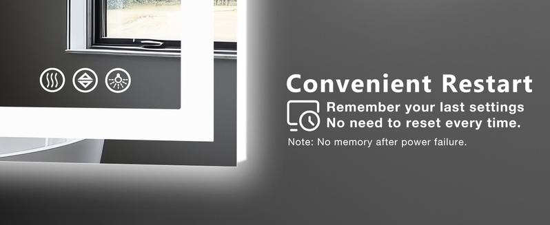 【Valentine's Day gift】Sweet Furniture Bathroom Vanity Mirror - Anti-Fog, Dimmable Rectangle Mirror with Front & Backlight, Smart Memory Function, Tempered Glass