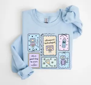 [Ship From US] PRINTED Ultrasound Technologist Sweatshirt, Sonographer Stamp Work Sweater, Ultrasound Tech Gifts, Sono Tech Coquette, OB Cardiac Sonography