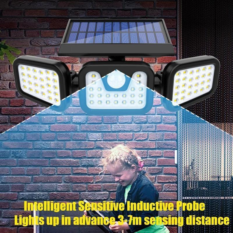 Solar Outdoor Lights 2500LM 210LED Security Lights,3 Heads Dimmable SpotLights with 3 Modes,IP65 Waterproof,Suitable for Yard, Garage, Porch, Pool,Garden,Barn,Patio,Valentine's Day gift