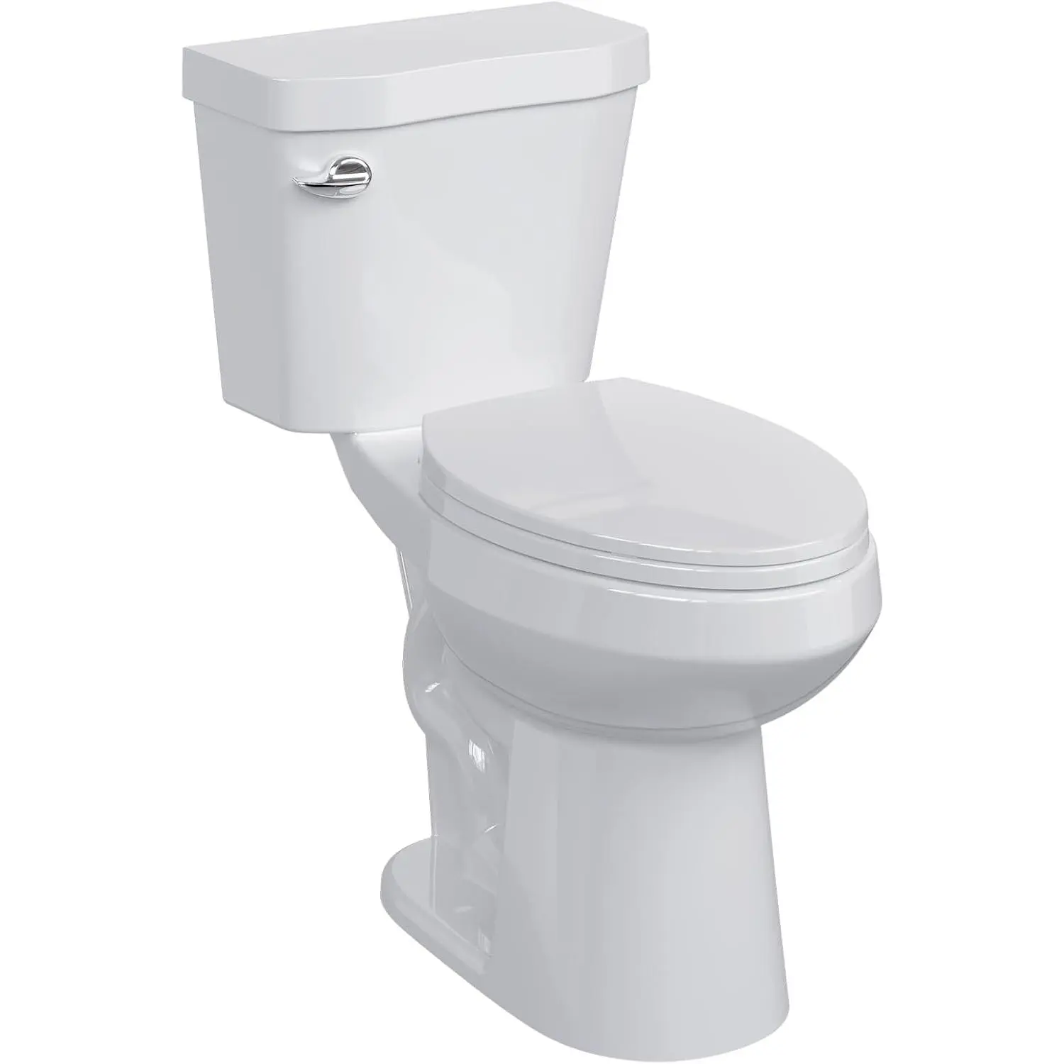 Two-Piece Toilet with Elongated Bowl, 19" ADA Height for Bathrooms, Soft Close Seat, Toilet with 1.28 Siphonic Flush, White