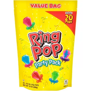 Ring Pop Lollipops - Bulk Candy Individually Wrapped Suckers Variety Party Pack- 20 Count w/ Assorted Flavors - Hard Candy for Party Favors, Kids & Goodie Bags