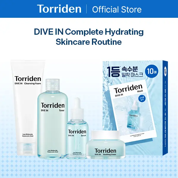 [Torriden Official] 5-Step Hydration & Firming Routine (Cleanser + Toner + Pore Ampoule + Firming Cream + Hydrating Sheet Mask) | Daily Hyaluronic Korean Skincare, Moisturize, Brighten, Skin Calming