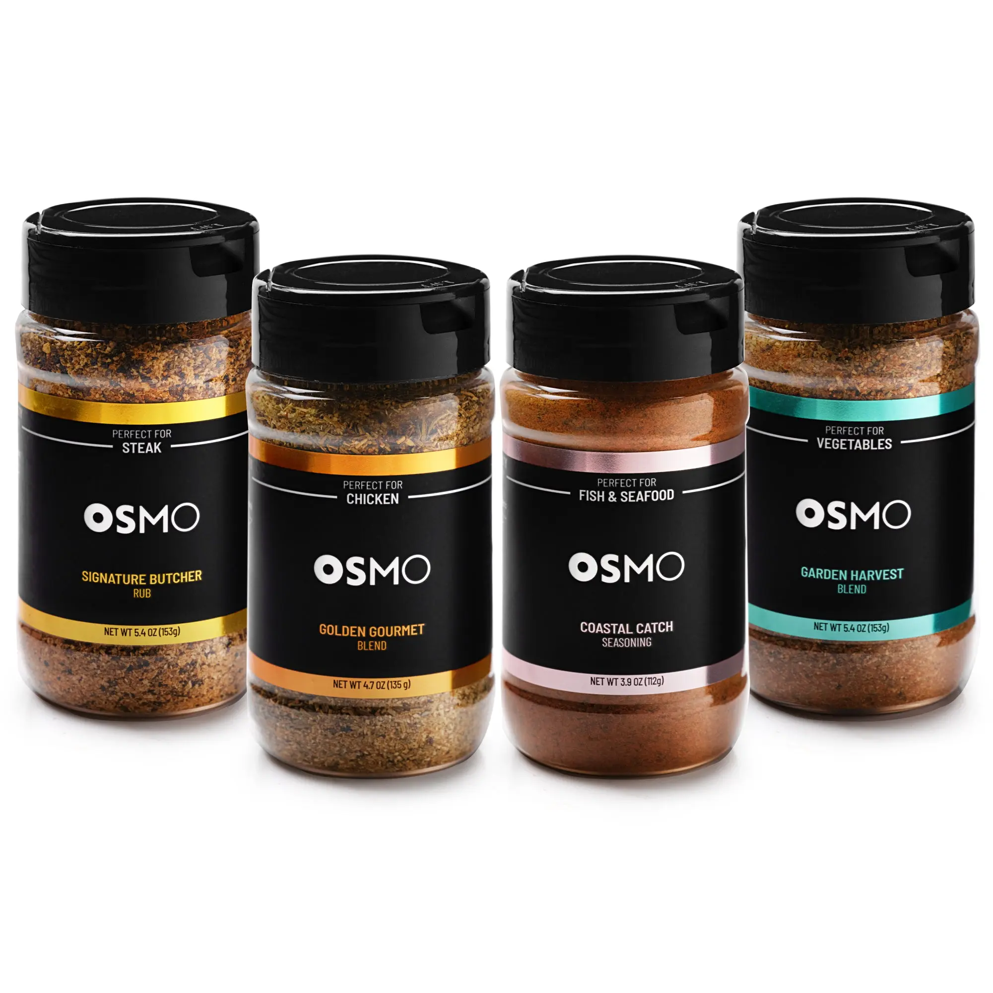 OSMO Seasoning Bundle 4pk - Premium Gourmet Seasoning Collection Perfect for Chicken, Steak, Fish or Vegetables, Chef-Selected Variety Pack for Cooking, Finishing & Grilling (4 Pack)