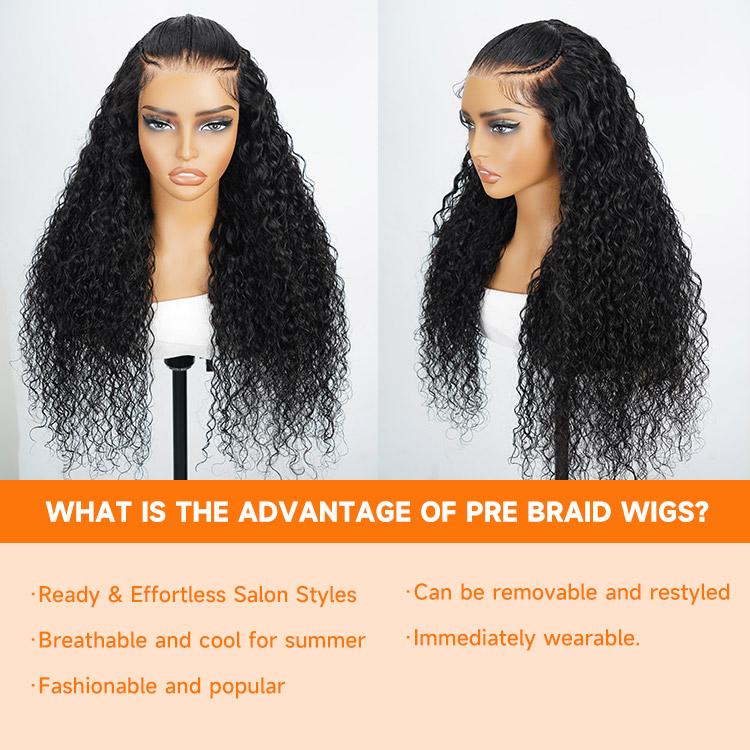 [Clearance Sale] Wiggins Hair 250% Stylist Wig Pre Braided Lace Front Wigs Pre Cut Lace Wig Human Hair Water Wave 13x4 Lace Closure Wigs