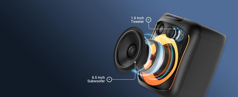 TONOR K6 Karaoke Machine for Adults, Portable Bluetooth Singing PA Speaker System with 2 Wireless Microphones and RGB LED Lights, Supports BT/AUX/USB/TF Card for Party, Home Karaoke, Outdoor/Indoor