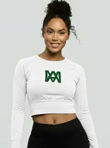 Ana Mor Long-Sleeve Crop Top (Emerald Green)