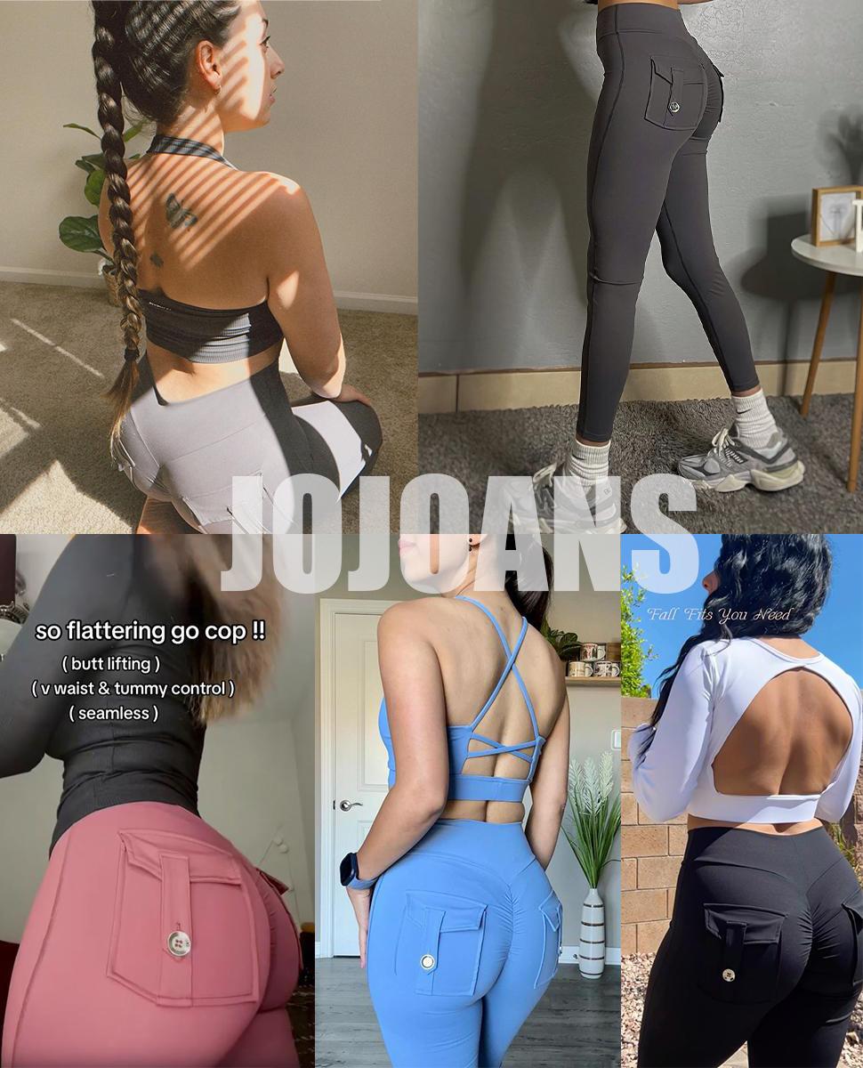 JOJOANS Leggings with Pockets for Women High Waisted Yoga Workout Springtok Breathable Activewear Bottoms Fitness Sports Pants Athletic Stretchable TikTokShopBlackFriday
