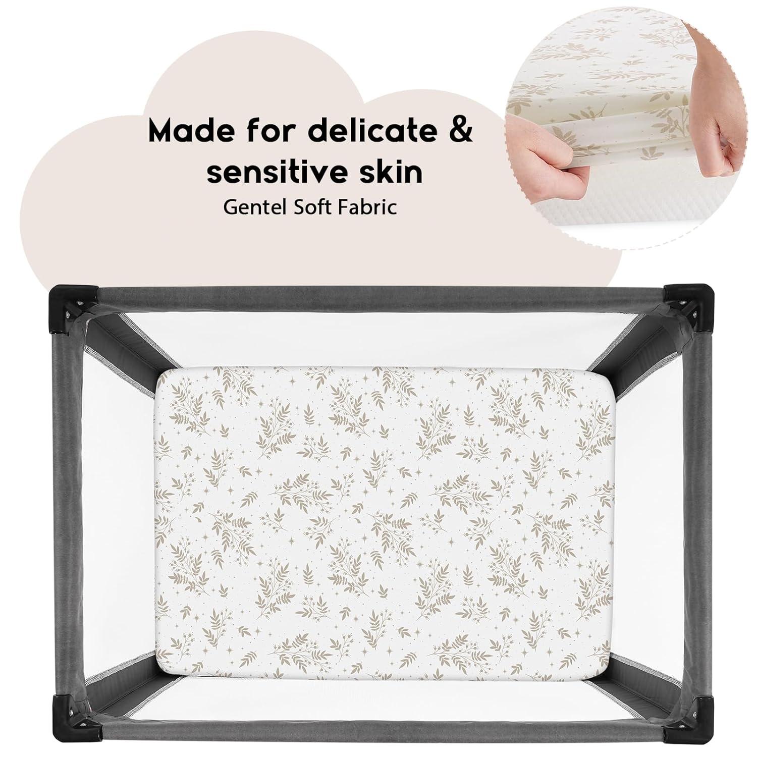 Yoofoss Baby 100% Cotton Crib Sheets for Newborn Boys Girls, Fitted Crib Sheet 2 Pack for Standard Crib and Toddler Mattress, Super Soft Baby Sheet