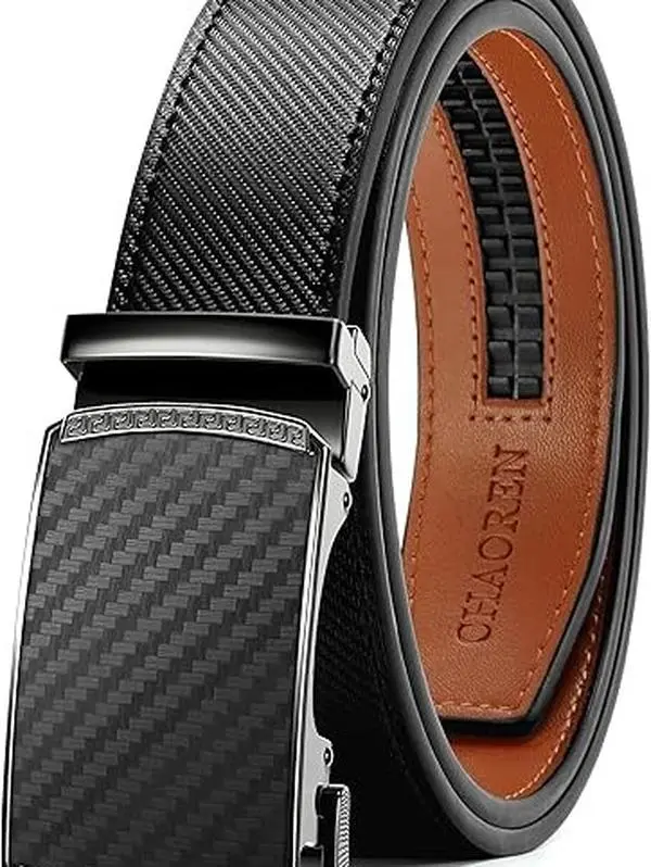CHAOREN Mens Belt Leather Ratchet Belt - Customizable Fit, Effortless Style (35mm)