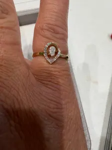 Sterling Silver Pear Shape Diamond Ring Size 7 | Genuine Jewelry