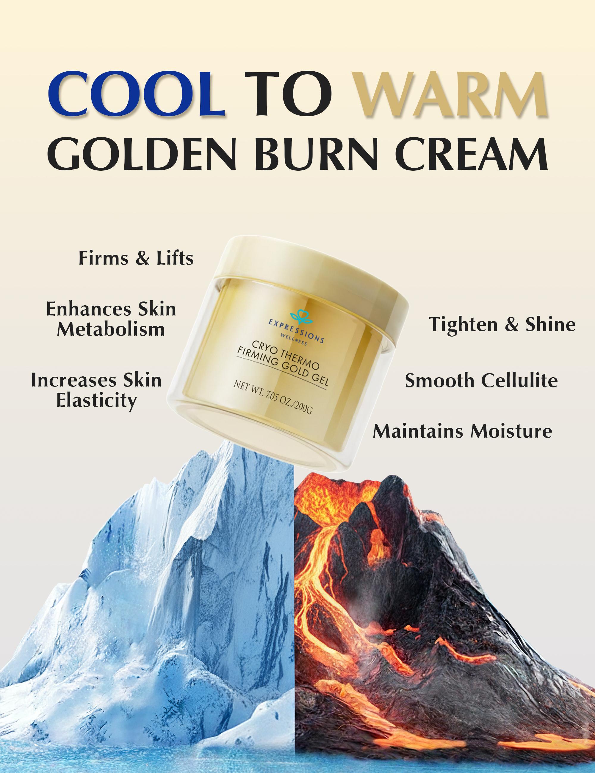 15-Day Fast-Acting Anti Cellulite Sculpting & Tightening Burn Gold Massage Cream | Cryo Thermo Firming Gold Gel for Belly Thigh Butt & Arm Firming Toning Moisturizing Sculpting & Smoothing|Unisex Body Contouring Treatment for Men & Women |200 G