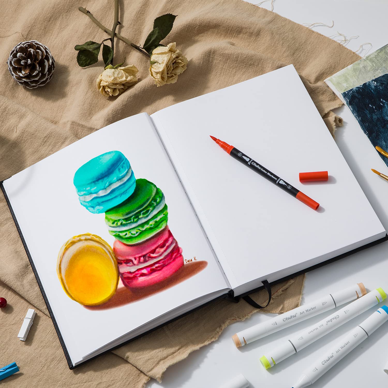 Ohuhu Sketchbook: 10" x 7" - Ohuhu Mix Media Pad, 10" x 7" - 120 lb/200 gsm Heavyweight Papers - 78 Sheets/156 Pages - Mixed Media Art Sketchbook - PU Hardcover Mixed Media Paper Pad for Acrylic - Sketchbook Series of Ohuhu Ohuhu Sketchbook: 10" x 7" - Ohuhu Mix Media Pad, 10" x 7" - 120 lb/200 gsm Heavyweight Papers - 78 Sheets/156 Pages - Mixed Media Art Sketchbook - PU Hardcover Mixed Media Paper Pad for Acrylic - Sketchbook Series of Ohuhu