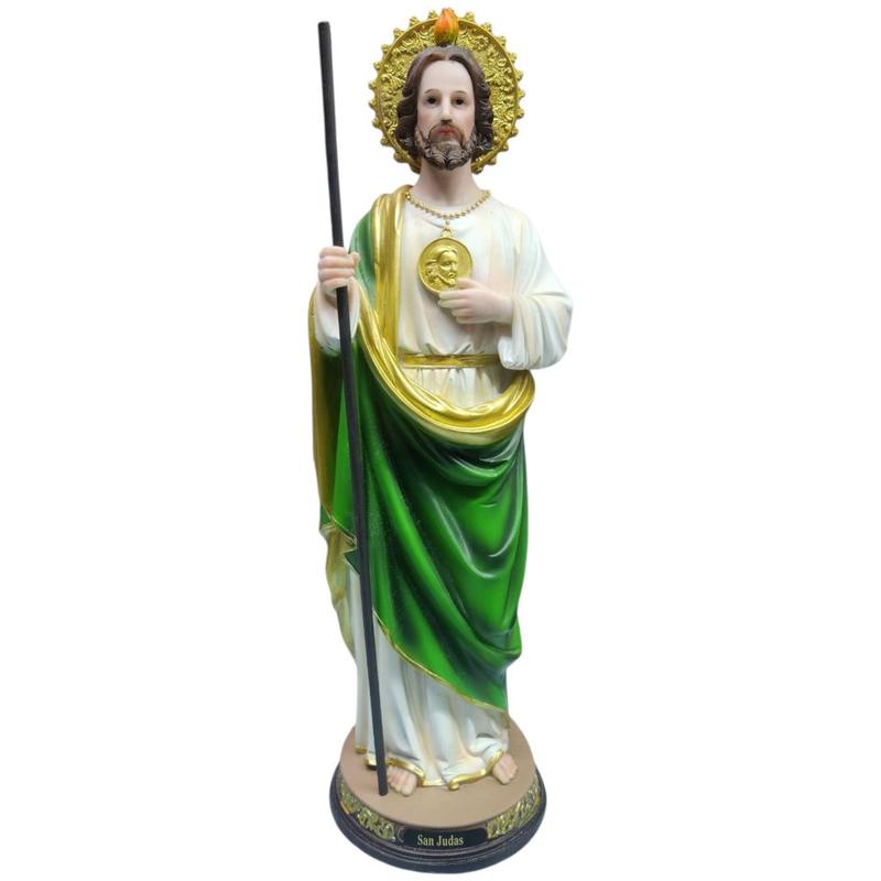San Judas 20" Inches Tall Classic Brand New Statue with Green and Gold Accents Saint Jude Patron Saint Religious Decor