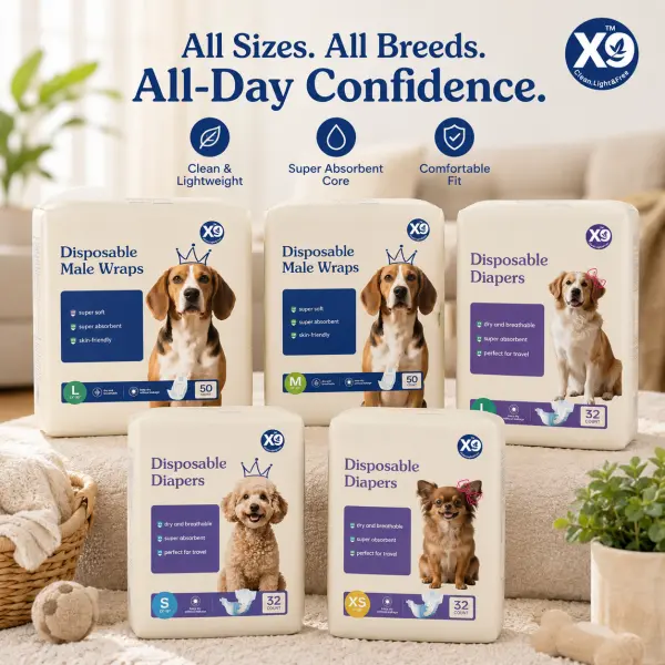 X9 clean and light disposable puppy diapers: male diapers (50 pieces) and female diapers (32 pieces) skin-friendly and fast absorption pet necessities