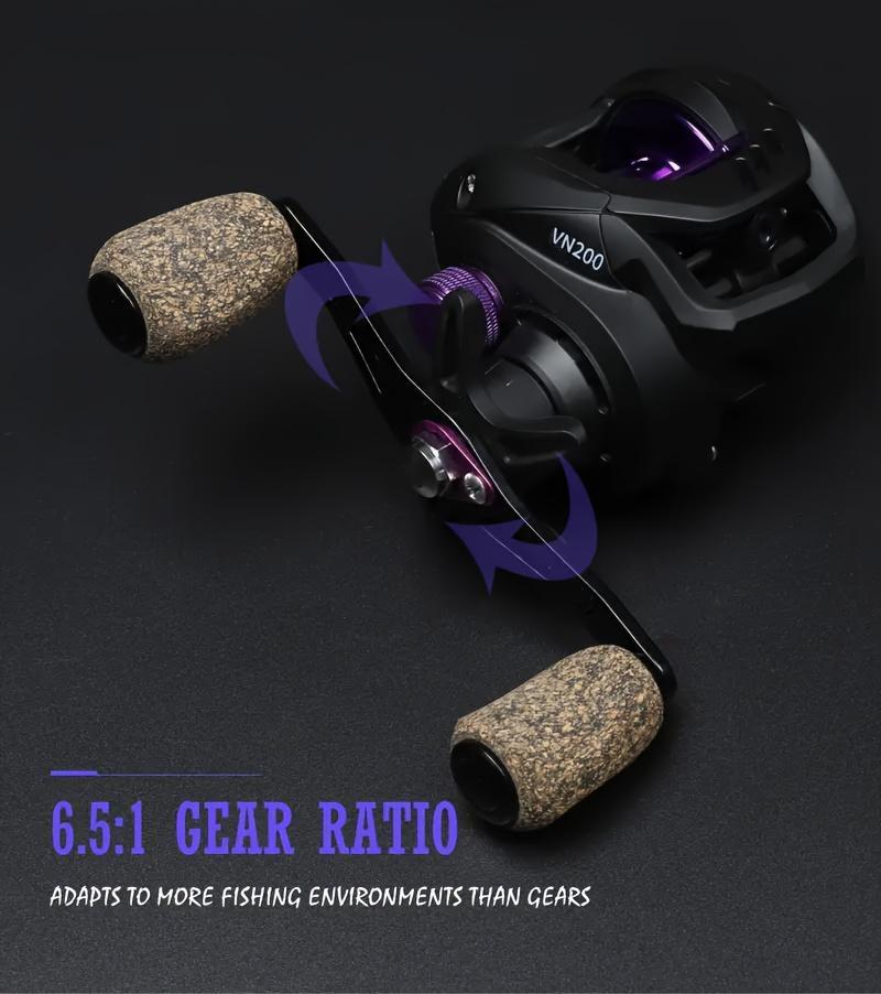 [W] [Aluminum Baitcasting Reel] VN Series Aluminum Baitcasting Reel| Ambidextrous, 6.5:1 Gear Ratio, 18LB Max Drag, Black, Polyamide (Nylon) Major Material, for Freshwater Saltwater