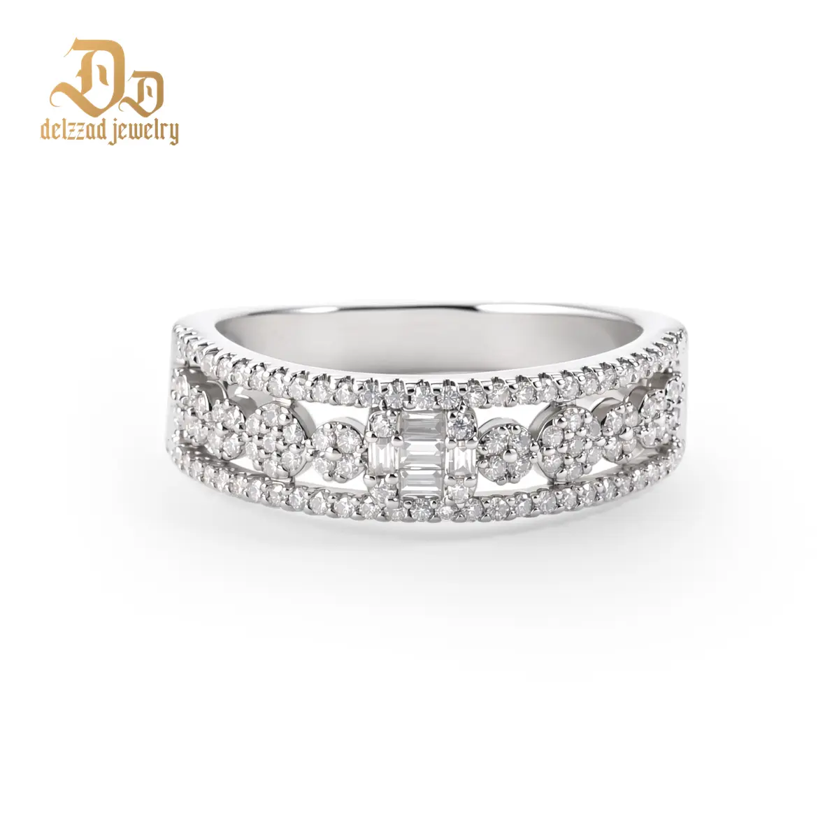 Delzzad 0.4ct Stellar Lattice Antique Lace Charm Ring Wedding Band VVS Synthetic Moissanite Ring Jewelry Copper Band Perfect Birthday Engagement Wedding Anniversary Christmas Valentine's Day Mother's Day Gift