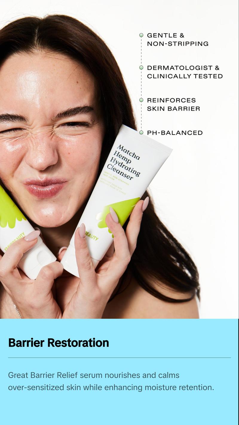KraveBeauty Barrier Builder Duo to Cleanse & Soothe Skin with Gentle, Non-stripping Cleanser and Barrier Repair Serum