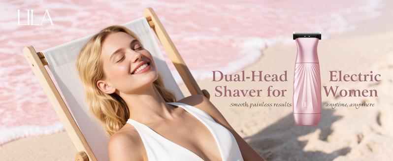 Akunbem Bikini Trimmer for Women – 2-in-1 Dual-Head Electric Shaver, Painless & Waterproof, Perfect for Face, Bikini, Arms & Legs