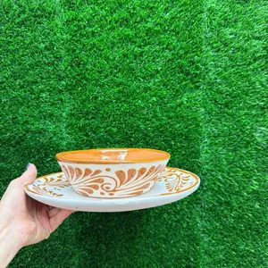 Set Kitchen Includes 2 Round Plate 10In and 2 Plate Pozolero 7In Relieve color Mamey.