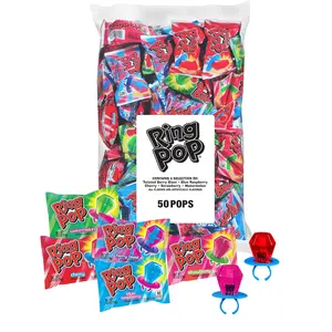 New Pop Individually Wrapped Bulk Lollipop Variety Party Pack 50 Pops Assorted Fruity Flavors Strawberry Blue Raspberry Watermelon Berry Blast Cherry Perfect for Parties Gifts and Decorations - Snack, Sweet