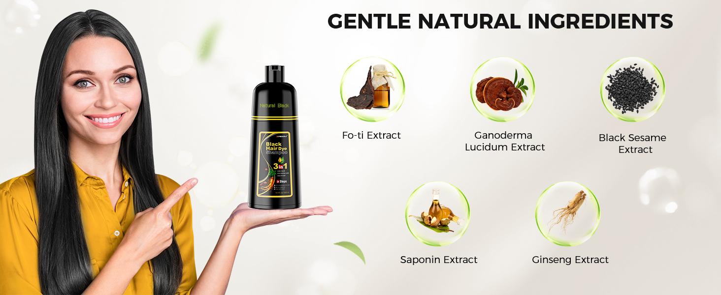 MEIDU Hair Dye Shampoo 3 in 1,Herbal Ingredients,Contains Ginseng Extract,Can cover gray hairs,Natural Haircoloring,Plant Haircare,black hairdye,Salon
