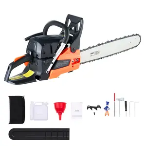 62 cc 3.8 HP Gas Chainsaw, 20-Inch Bar & Chain with Dual Fuel Tanks & Non-Slip Handle - For Wood Cutting, Tree Trimming, Land Clearing