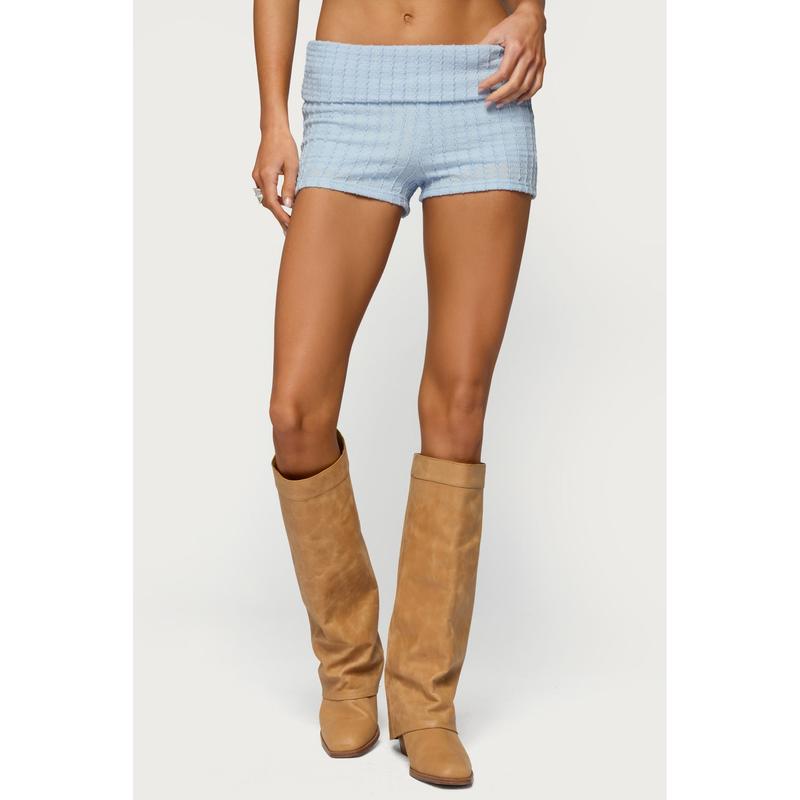Iyara Textured Knit Foldover Micro Shorts