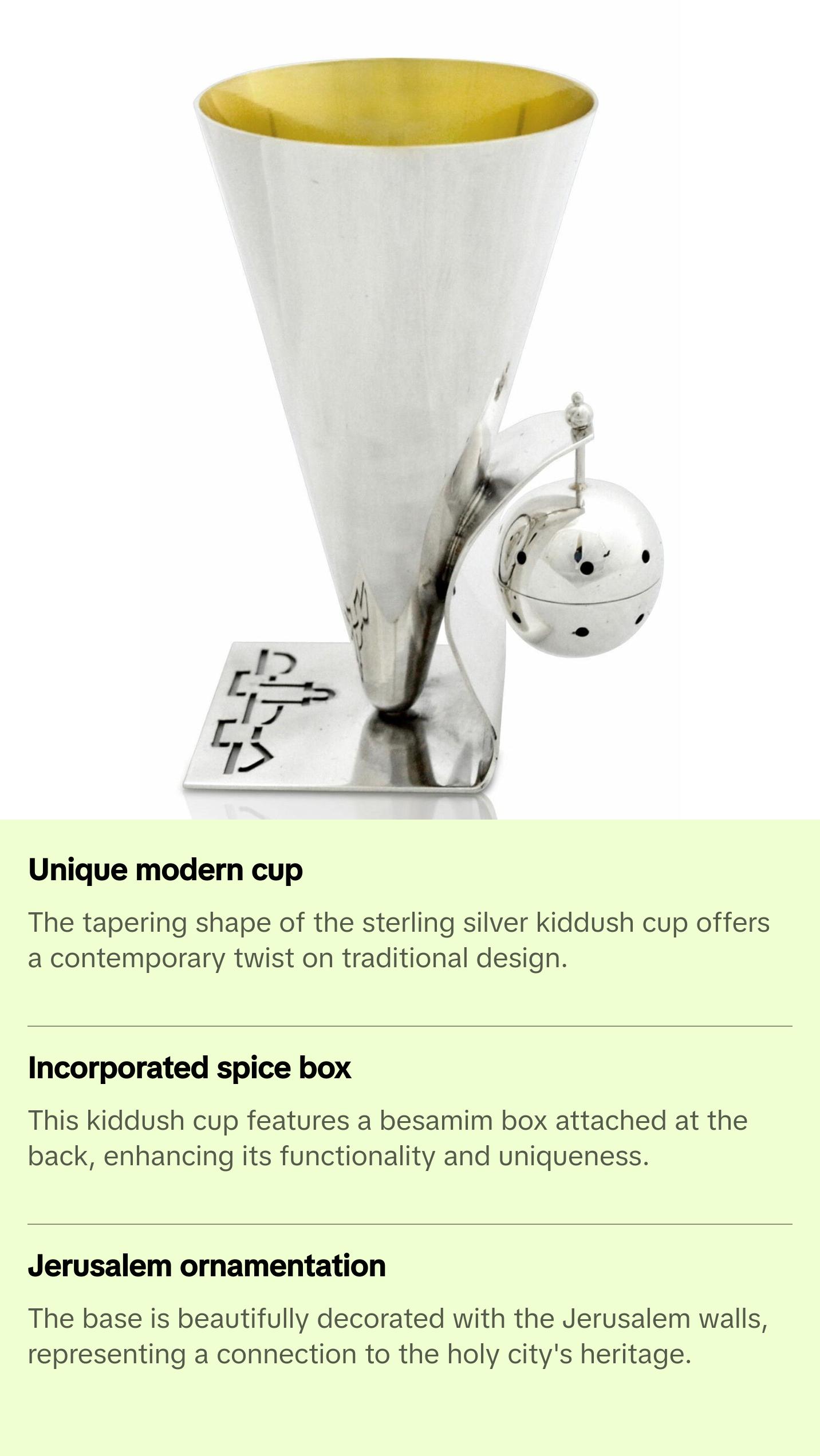 Contemporary Sterling Silver Kiddush Cup with Spice Box