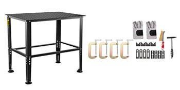 VEVOR Welding Table, 36" x 24" Steel Welding Workbench Table, 0.12-inch Thick Industrial Workbench, 600lb Loading Capacity Work Bench, Heavy Duty Carbon Steel Work Table with Adjustable Feet