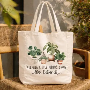 Personalized Teacher 10oz Tote Bag with Name, Teacher Appreciation Gift, Helping little minds grow, Thank You Teacher Present, Gifts for Teachers