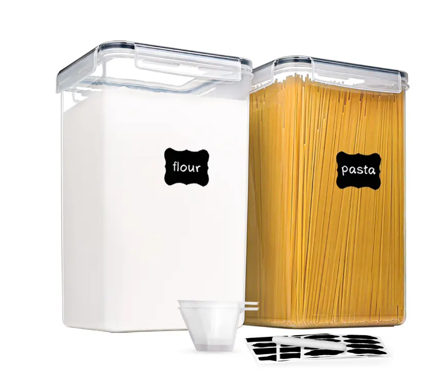Mega Capacity Airtight Kitchen Storage Containers Set of 2 6.5L Flour & Sugar Canisters for Pantry Organization Airtight Seal for Freshness
