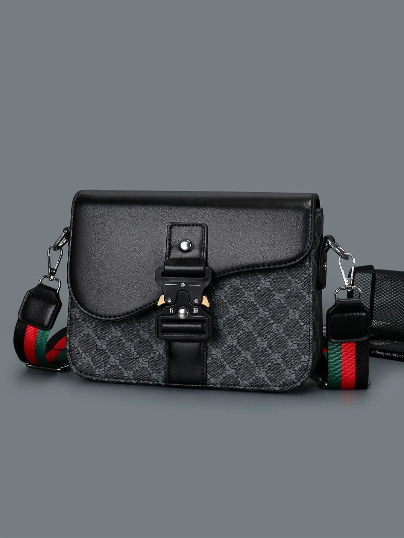 Men's Geometric Pattern PU Leather Crossbody Bag with Flap Closure, Casual Shoulder Travel Bag for Daily Use, Work and School Accessory, Multifunctional Portable High-Quality Sling Crossbody Bag, Flap Crossbody Bags
