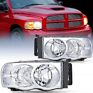 Nilight 2002 2003 2004 2005 Ram 1500 2500 3500 Headlight Assembly Chrome Housing Clear Corner Clear Lens Headlamp Replacement Driver and Passenger Side 2 Pack Nilight 2002 2003 2004 2005 Ram 1500 2500 3500 Headlight Assembly Chrome Housing Clear Corner Clear Lens Headlamp Replacement Driver and Passenger Side 2 Pack