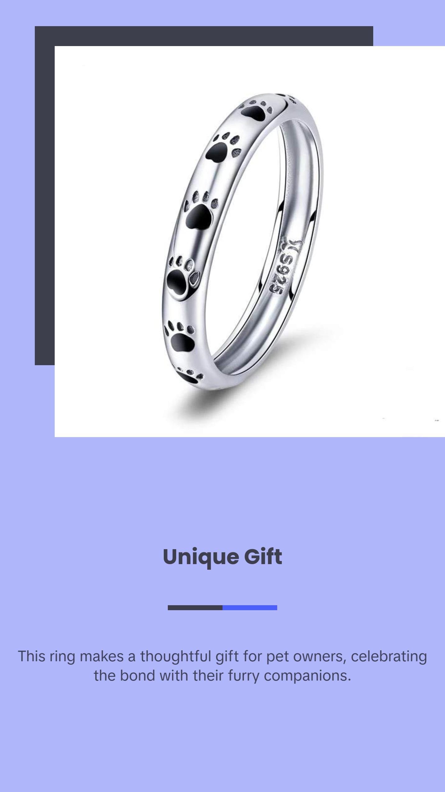 Sterling Silver Ring With Engraved Puppy Paw Prints                                                                                                                                  45