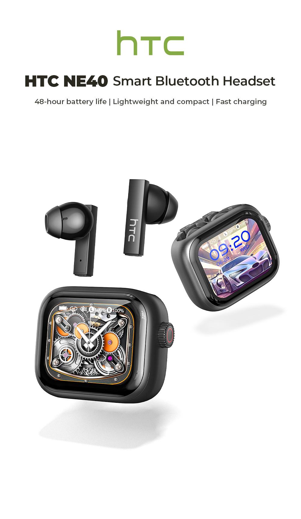 HTC NE40 Bluetooth 6.0 Earphones LED Display High Fidelity Waterproof Wireless Earphones, TWS Touch Control Earbuds, Suitable for Office, Sports, Study and Audio Calls | Built-in Microphone | Earphones