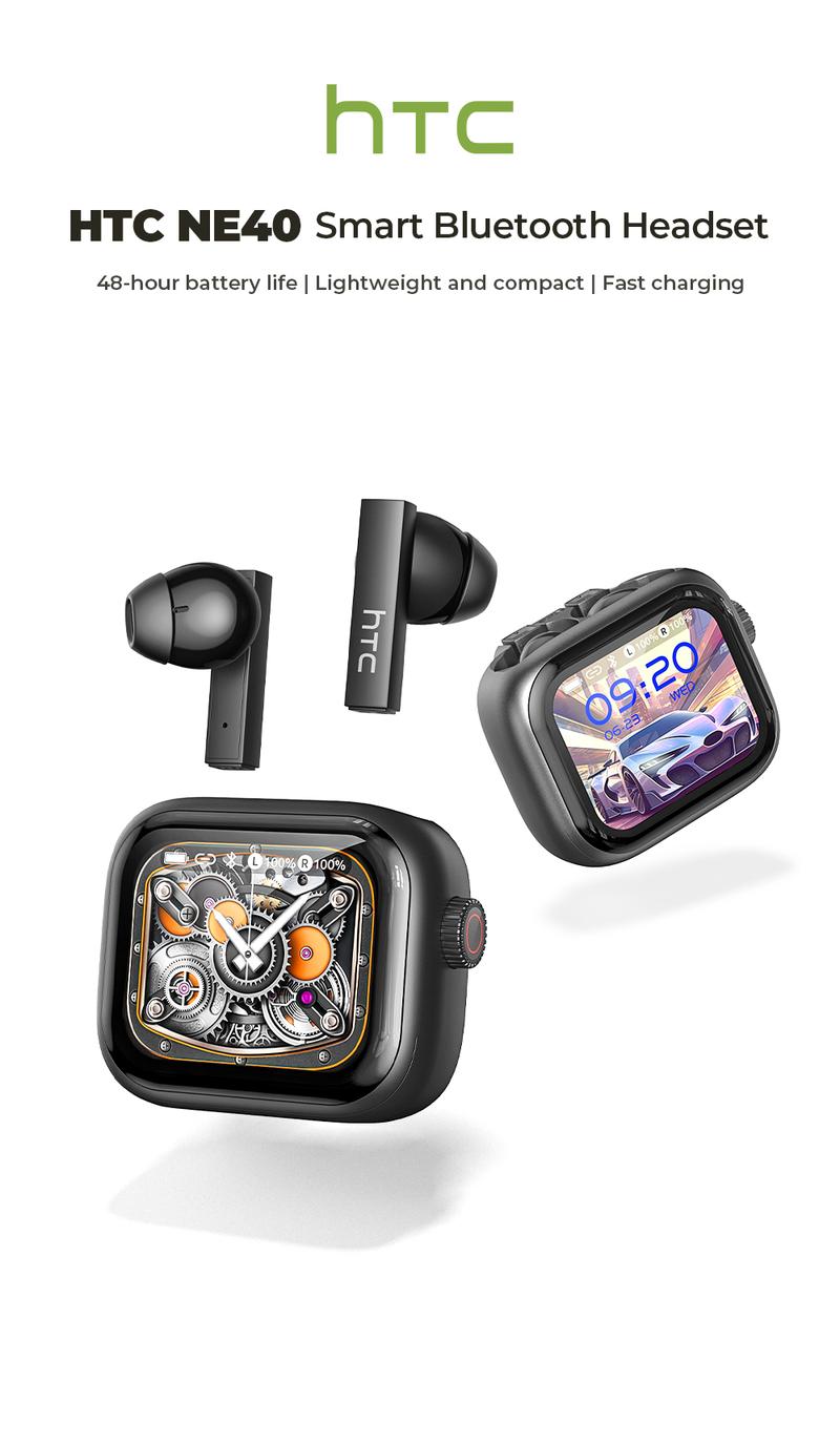 HTC NE40 Bluetooth 6.0 Earphones LED Display High Fidelity Waterproof Wireless Earphones, TWS Touch Control Earbuds, Suitable for Office, Sports, Study and Audio Calls | Built-in Microphone | Earphones