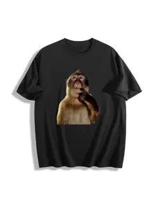 Funny Thinking Monkey Graphic T-Shirt, 100% Cotton Breathable & Moisture-Wicking Tee, Casual Animal Lover Gift for Men & Women