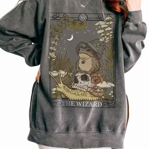 The Wizard Tarot Card Sweatshirt, Witchy Frog Shirt, Trendy Goblincore Clothing, Cottagecore Mushroom Tee, Tarot Lover Gift