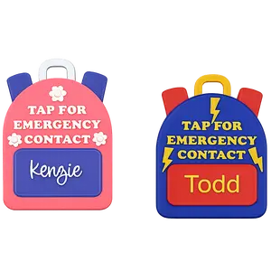 Personalized NFC Emergency Contact Backpack Tag for Kids & School Bags