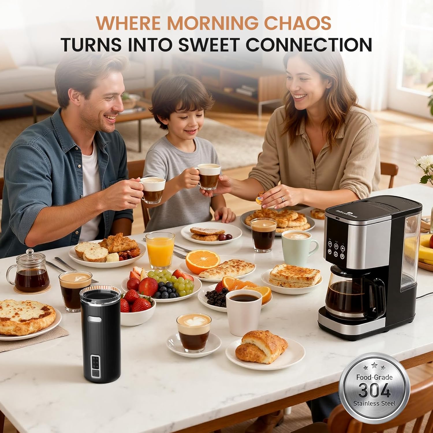 COWSAR 6-in-1 Milk Steamer and Frother, Hot & Cold Foam Milk Warmer  with Temperature Control, for Cold/Hot Foam & Heated Milk, Stainless Steel Inner, Perfect for Home and Office Use