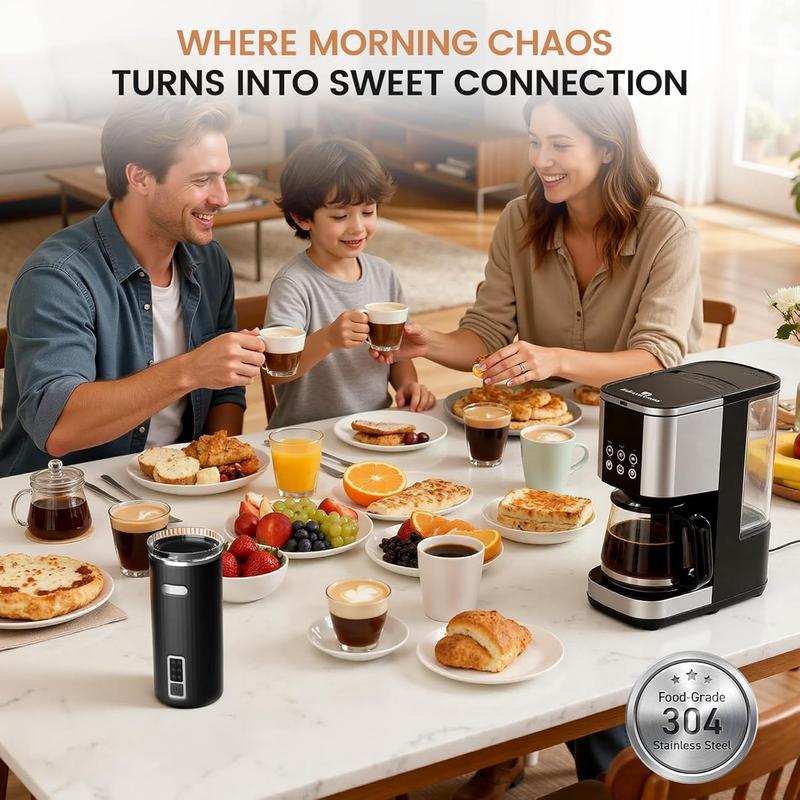 COWSAR 6-in-1 Milk Steamer and Frother, Hot & Cold Foam Milk Warmer  with Temperature Control, for Cold/Hot Foam & Heated Milk, Stainless Steel Inner, Perfect for Home and Office Use