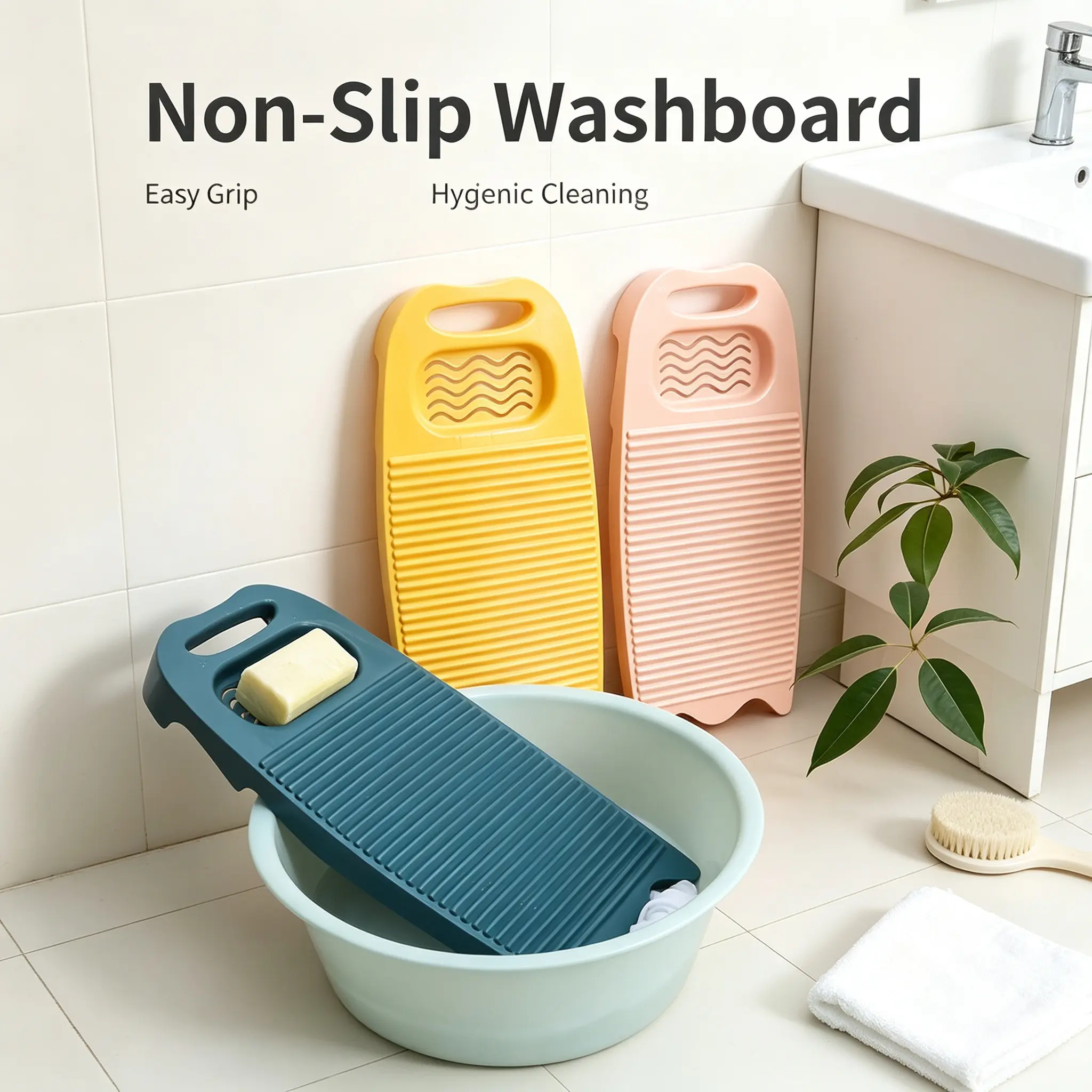 Plastic Washboard for Hand Washing Clothes, Compact Portable Laundry Scrub Board, Dorm Room Home Laundry Accessory with Effective Scrubbing Function